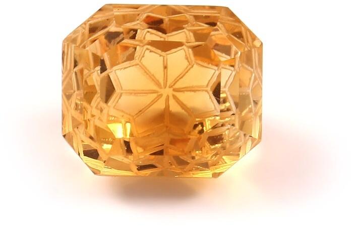 Octagon Shaped Citrine Carving Gemstone