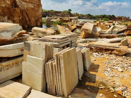 Plain Polished Sandstone Mint Tiles for Flooring