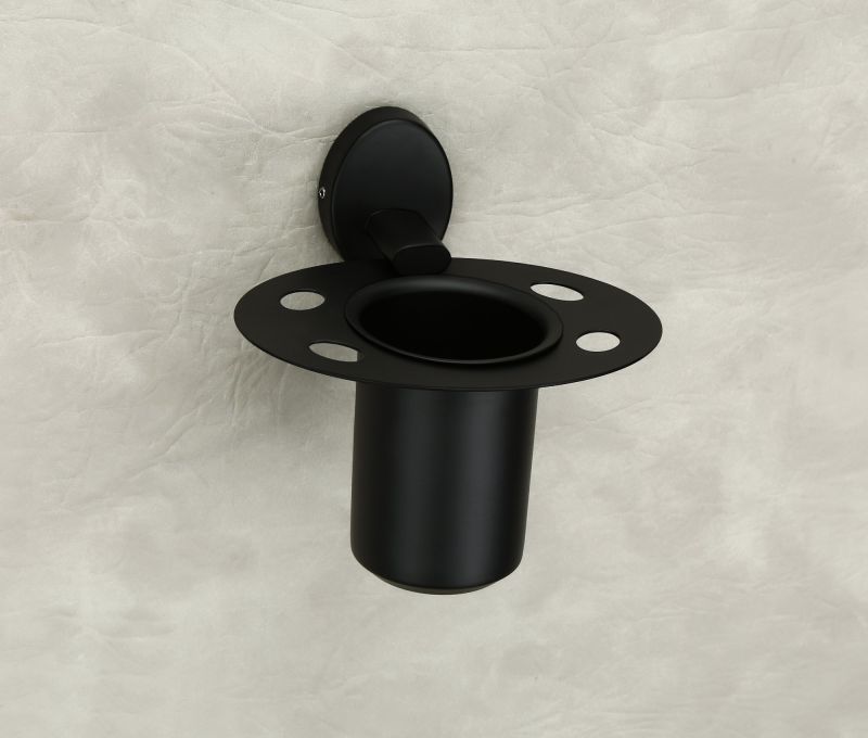 Black Matte Stainless Steel Tumbler Holder for Bathroom Fitting