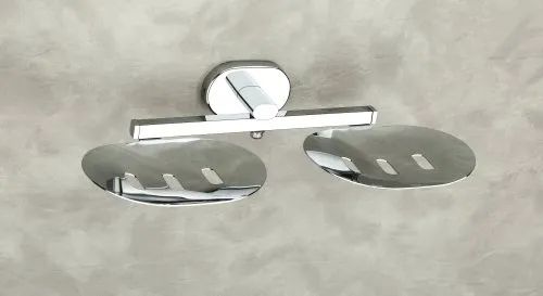 Silver Stainless Steel Double Soap Dish for Bathroom Fittings