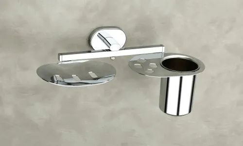 Wall Mounted Stainless Steel Tumbler Holder With Soap Dish