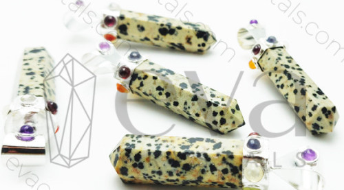 Printed Polished Dalmatian Chakra Collet Pendant, Size : Multisizes