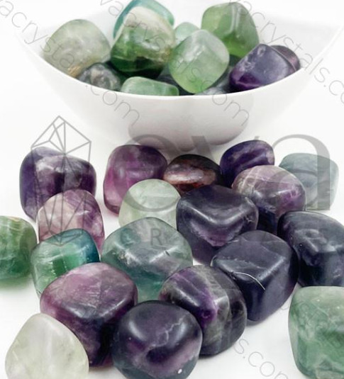 Multi Fluorite Crystal Tumble Stone, Feature : Durable, Fine Finished, Shiny Look, Size : 20 – 35 mm
