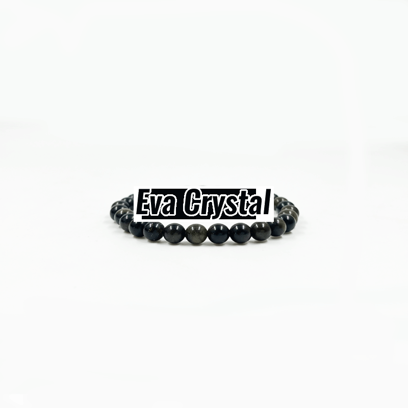 Polished 6mm Black Obsidian Bracelet, Size : 7 Inches (8mm)