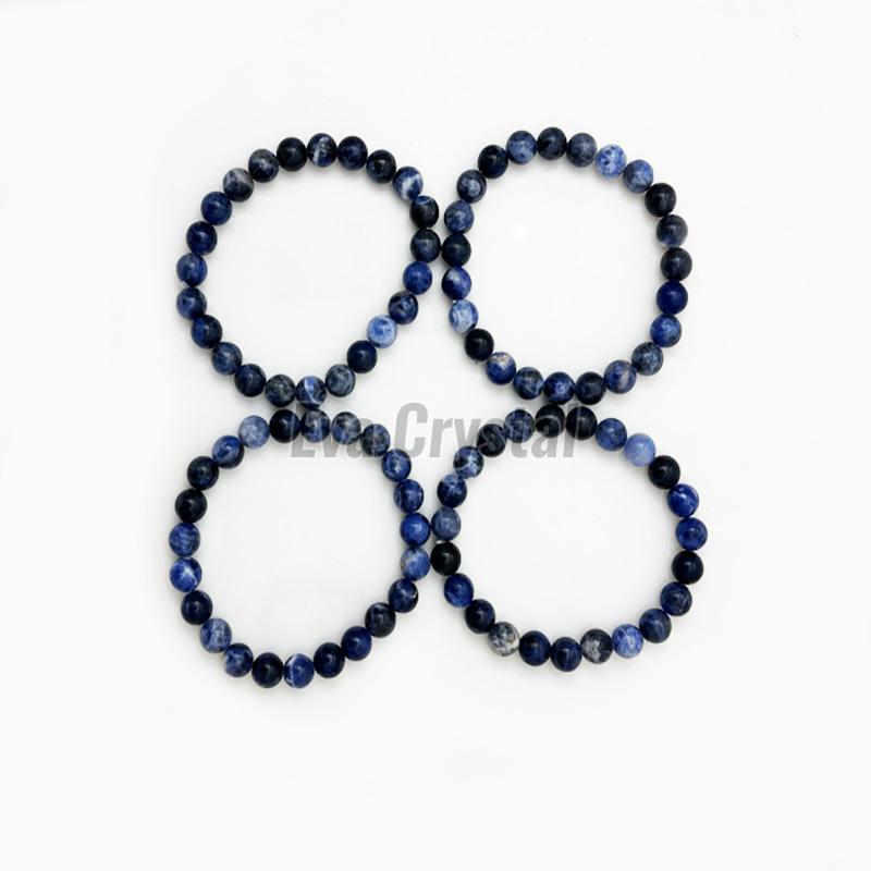 Polished 8mm Sodalite Bracelet, Shape : Round