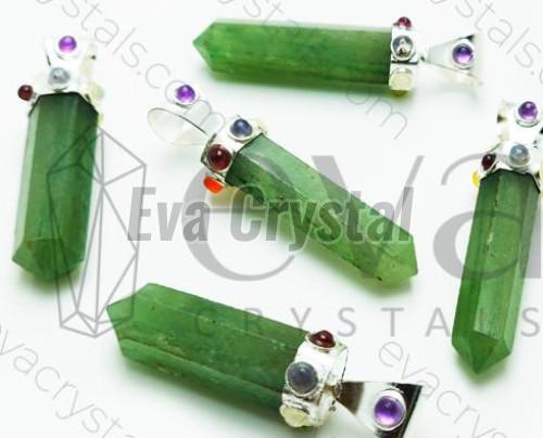 Green Aventurine Chakra Collet Pendant, Packaging Type : Plastic Box