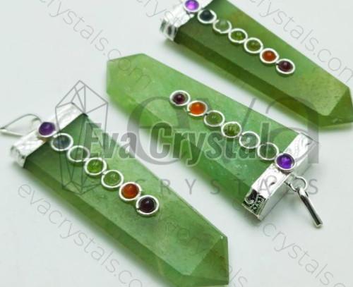 Green Aventurine Chakra Flat Pendant, Packaging Type : Plastic Box