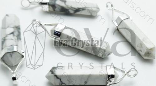 Howlite Double Point Crystal Pendant, Packaging Type : Plastic Box