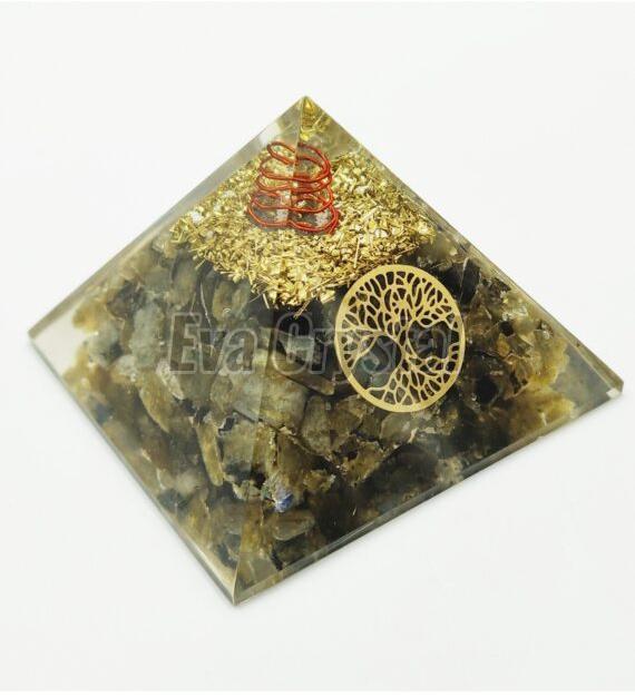 Polished Gemstone Labradorite Orgone Pyramid for Decoration