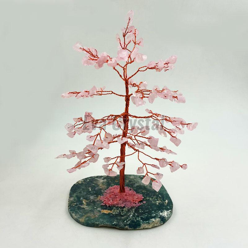 Rose Qurtz Copper Gemstone Tree for Decoration, Gifting