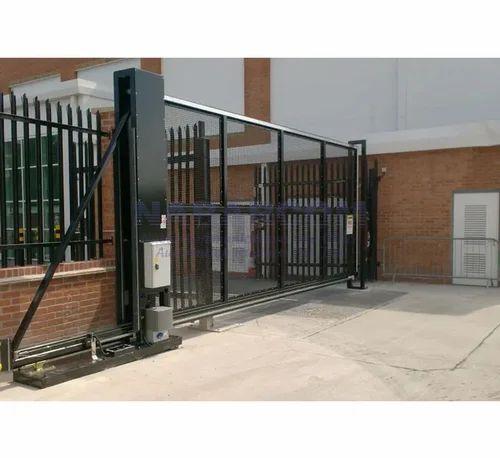 Black Iron Automatic Sliding Gate, for College, Outside The House, Parking Area, School