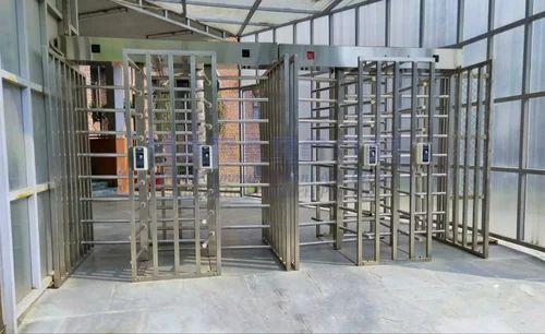 Shiny-silver Dual Lane Full Height Turnstile, for Industrial Use