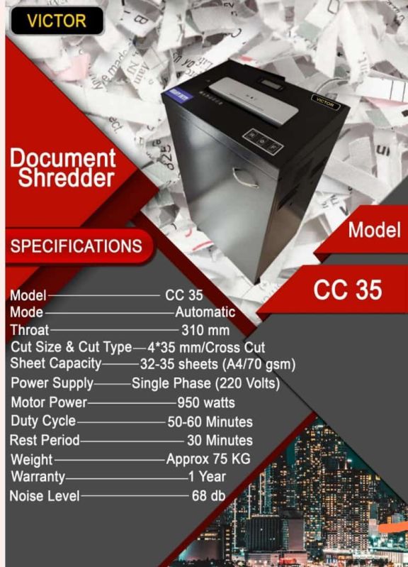 VICTOR DEPARTMENTAL PAPER SHREDDING MACHINE MODEL VICTOR CC 35