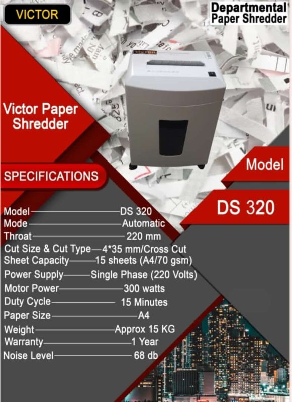 VICTOR PAPER SHREDDING MACHINE MODEL VICTOR DS 320