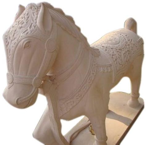 Creamy Sandstone Horse Statue, Feature : Fine Finishing, Attractive Look