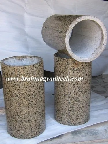 Brown Marble Granite Stone Pillars, Shape : Round