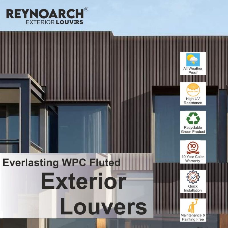 Reynoarch WPC Exterior Louvers, Color : WOODEN