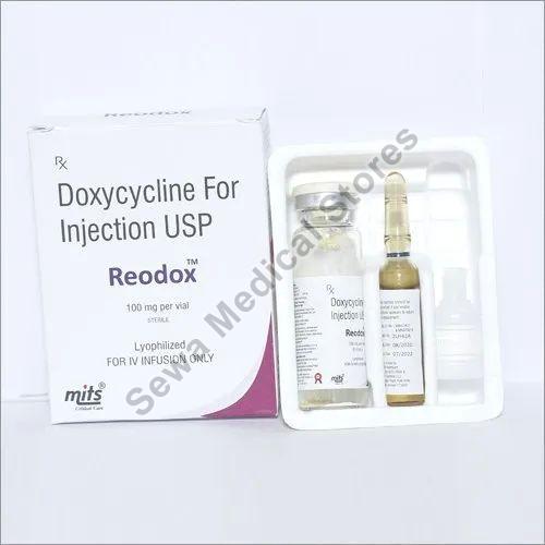 Liquid 100 mg Reodox Doxycycline Injection, for Hospital, Packaging Type : Vial