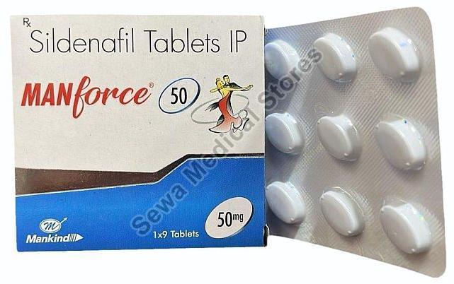 50 Mg Manforce Tablet, Composition : Sildenafil (50mg)