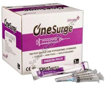 One Surge Disposable Syringe, for Clinical, Hospital, Laboratory, Needle material : Stainless Steel