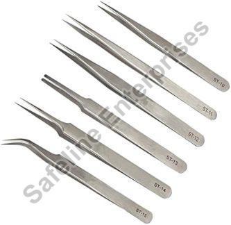 Silver Stainless Steel Tweezers Set, for Industrial