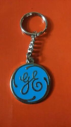 Polished Brass Round Printed Keychain, Color : Creamy White