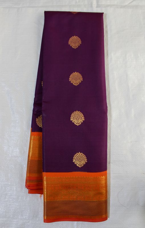 Brown Silk Korvai Butta Saree, Speciality : Dry Cleaning, Shrink-Resistant