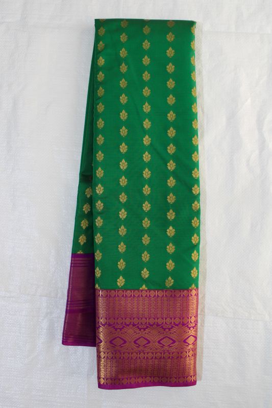 Green Silk Korvai Butta Saree, Speciality : Dry Cleaning, Shrink-Resistant