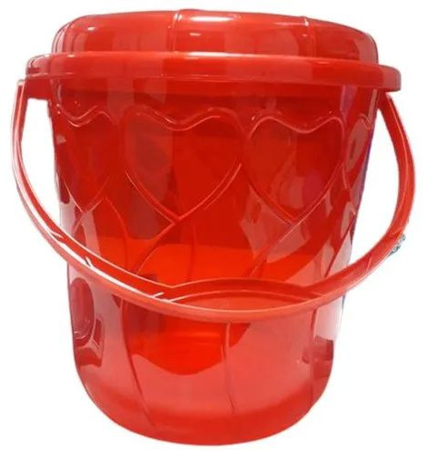 Red Plastic Bucket with Lid, Capacity : 14 Litre