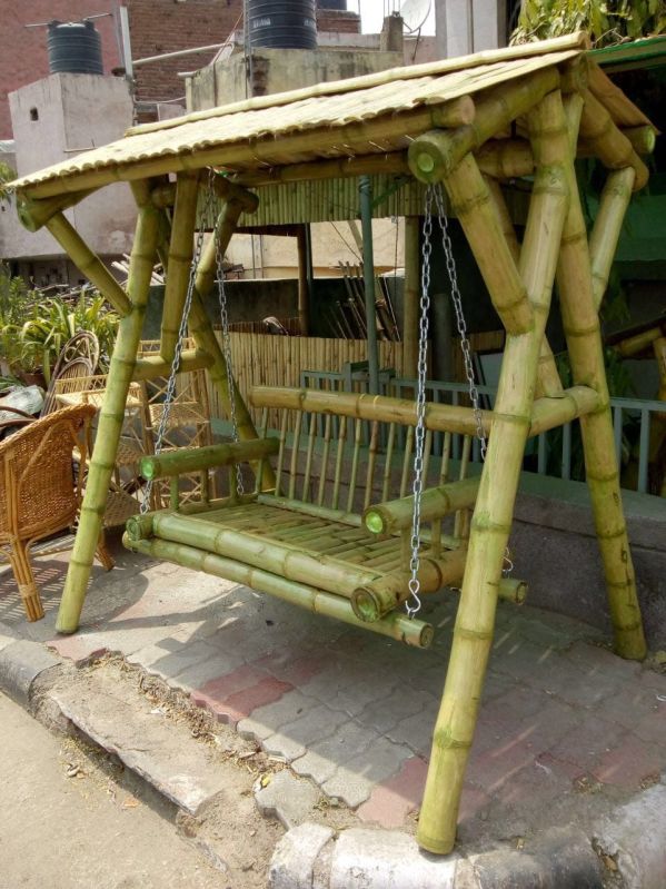 2 Seater Bamboo Jhula, Color : Light Green