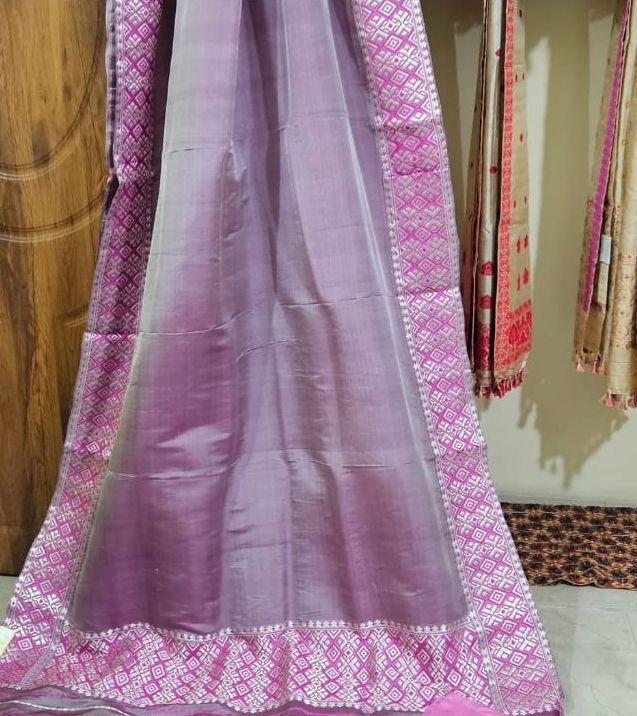 Onion Pink Assam Silk Saree, Speciality : Easy Wash, Shrink-Resistant