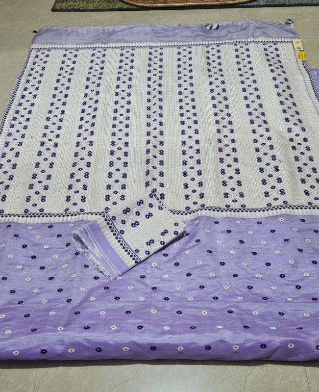 Purple Assamese Silk Mekhela Chador, Packaging Type : Box