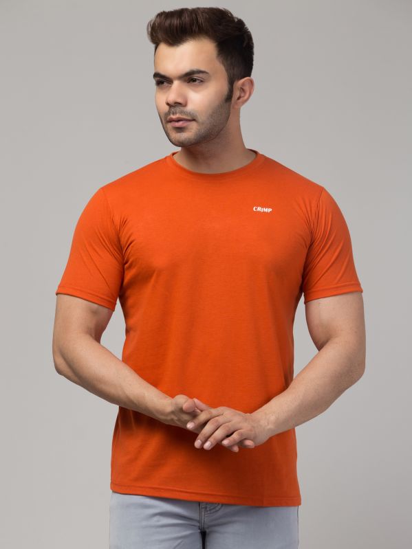 Orange Men Round Neck T-Shirt