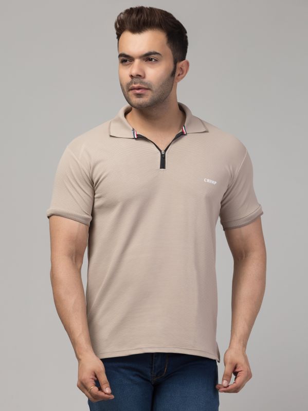 Polyster Brown Mens Polo T-Shirt for Casual