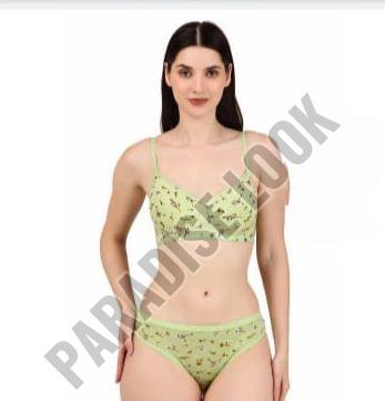 Nylon Kirti Printed Lingerie Set, Color : Light Green