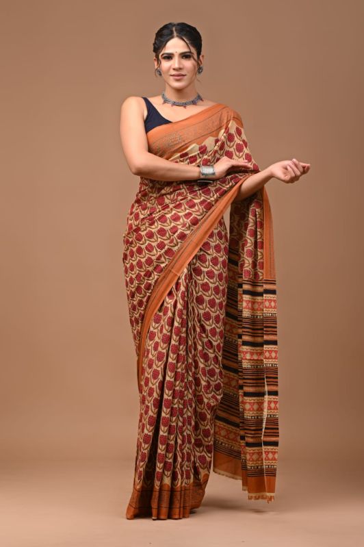 Ajarak Screen Printing Saree