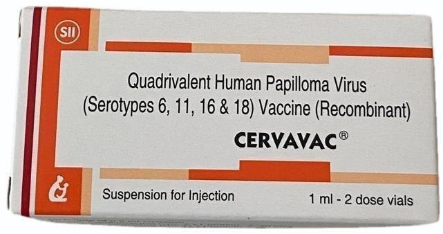 Cervavac Quadrivalent Vaccine for Cervical, Vulvar, Vaginal, Anal Cancer.