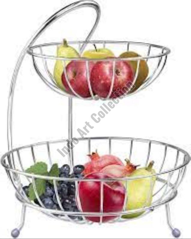 Silver Round Polished Stainless Steel Fruit Basket