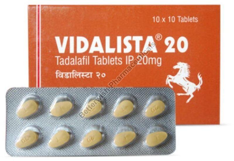 Vidalista 20mg Tablets, for Erectile Dysfunction, Medicine Type : Allopathic