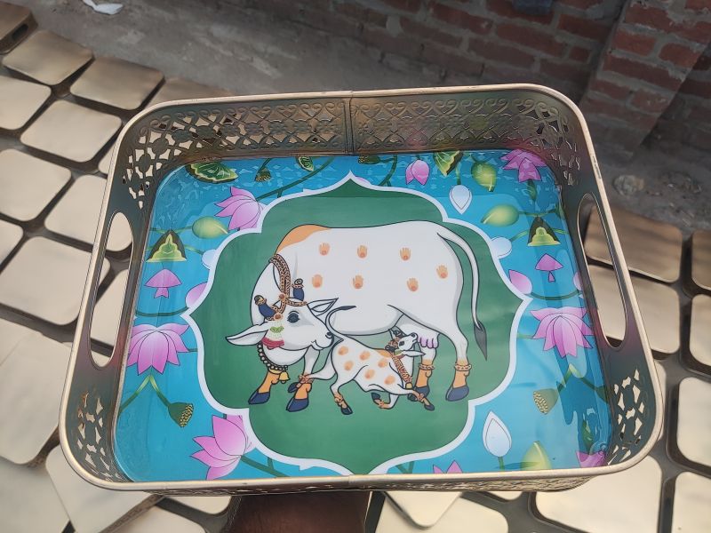 Polished Iron Metal Tray For Gift