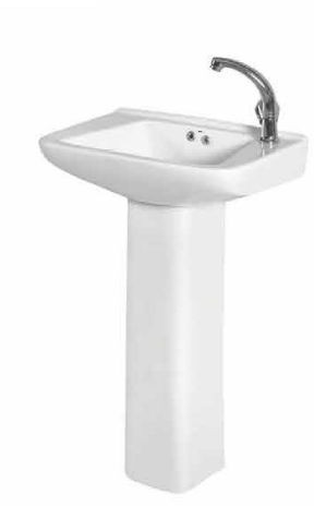 Polished Ceramic Plain Swan-707 Pedestal Wash Basin for Home, Hotel, Restaurant