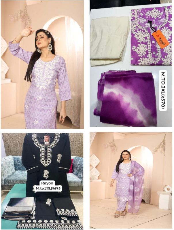 Cotton Ladies Lucknowi Kurtis, Technics : Embroidered