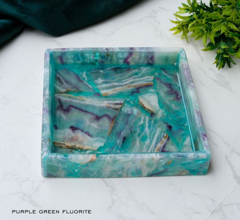 Green Multi Fluorite Tray for Food Serving