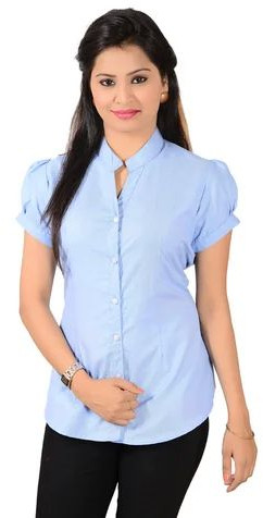 Plain Ladies Cotton Formal Shirt, Sleeve Style : Half Sleeve