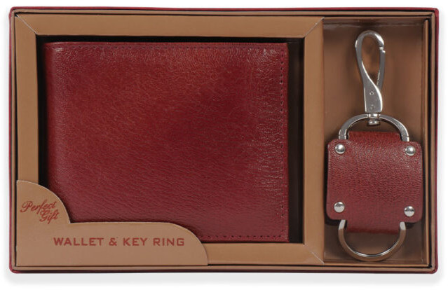 GI-520 Goat Leather Wallet with Keychain for Gifting, Personal Use