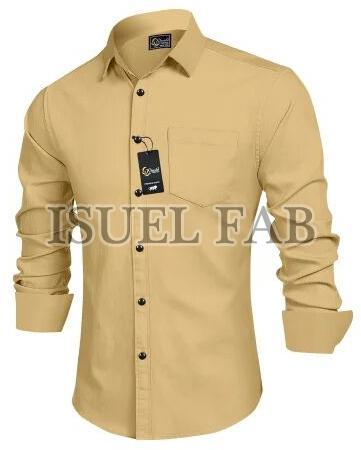 Mens Beige Plain Cotton Shirt, Packaging Type : Poly Bag