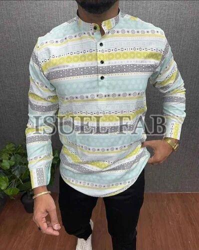 Mens Printed Full Sleeves Kurta Shirt