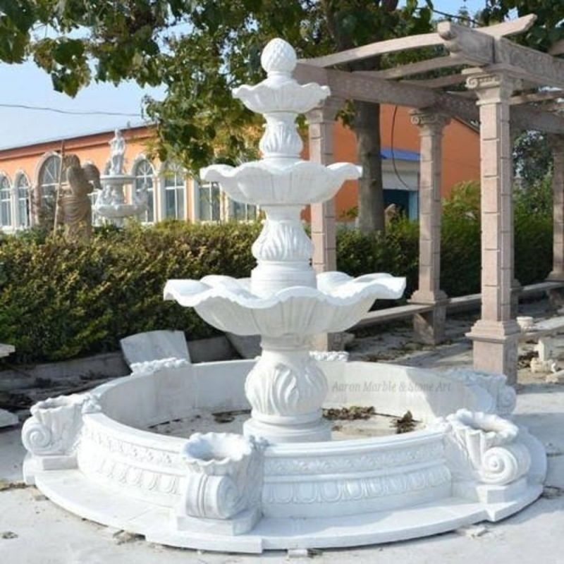 LED Polished Marble Water Fountain for Amusement Park, Garden, Public Attraction Places