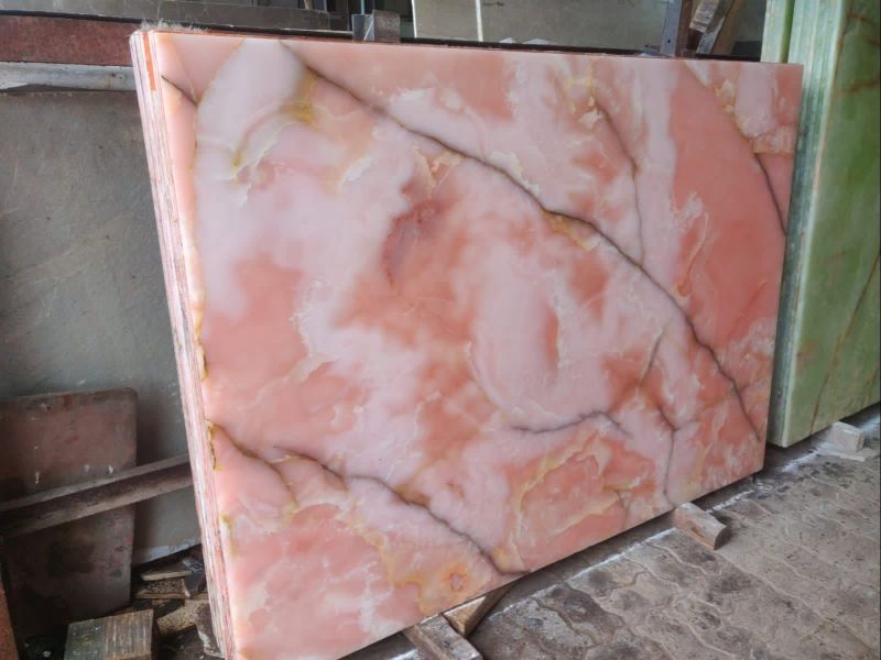 Polished Onyx Pink Marble Slab for Flooring, Counter Tops, Stairs