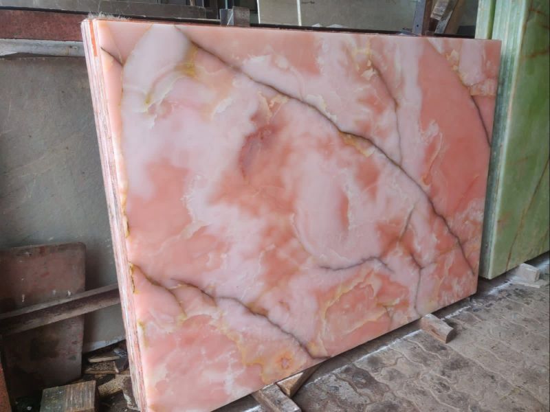 Polished Onyx Pink Marble Slab for Flooring, Counter Tops, Stairs at Rs ...